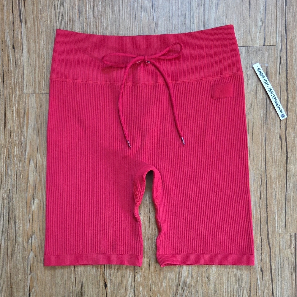 Sommer Ray Red Ribbed Knit Shorts